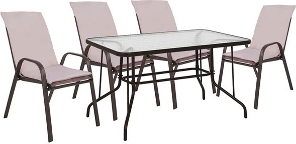 Set jedilne mize 5 kosov stolov s blazino in mizo 120x70 FH10568.02 rjava