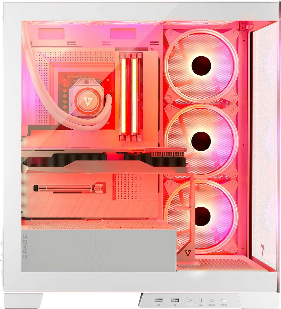 Ohišje MODECOM Volcano Space ARGB, Midi Tower, kaljeno steklo, belo