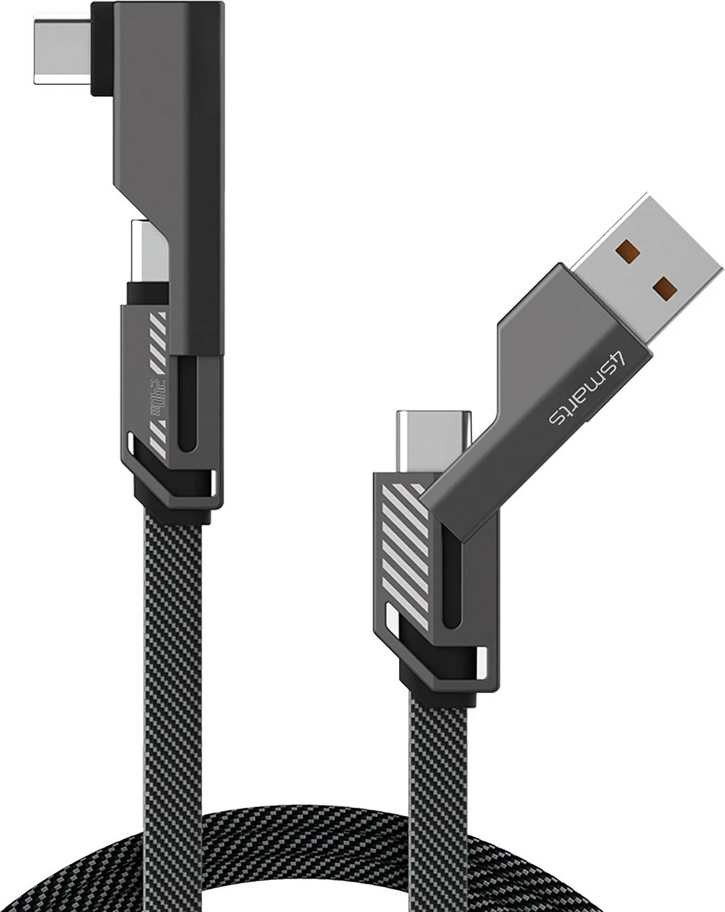 Ploski USB-C kabel ComboCord Flat Right Angle 4smarts 1,5 m, 240 W, črn