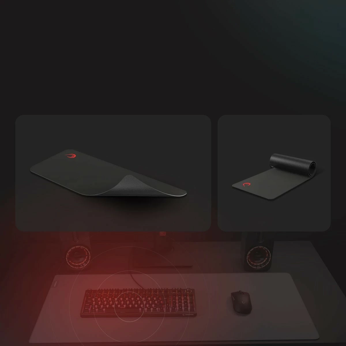 Podloga za miško Rampage Pulsar Pro S, 29x24 cm, žakard tkanina, črna