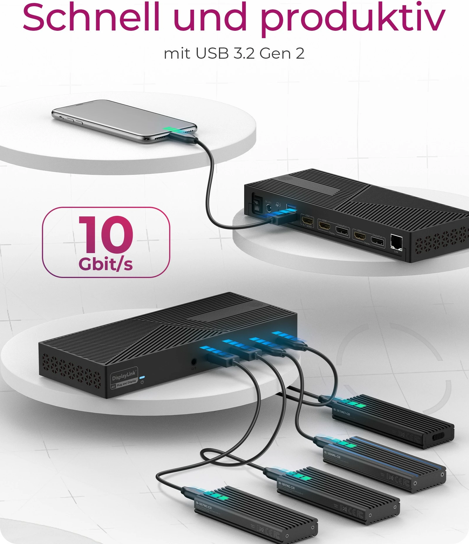 Docking station 11-v-1, USB 3.2, 3x HDMI, 2x DisplayPort, 100W, črn ICY BOX