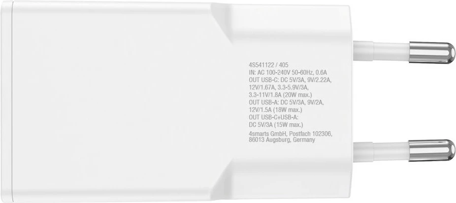 Univerzalni polnilec 4smarts 541509, 20W, 1,5 m, Type-C na Type-C, bel