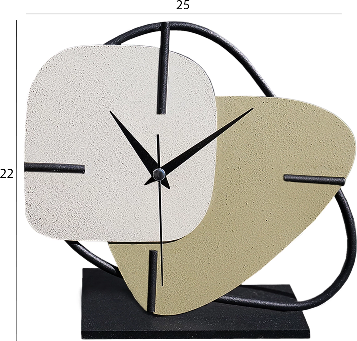 Namizna ura FH4338 kovinska v ecru-svetlo zeleni-črni osnovi 25x22H cm