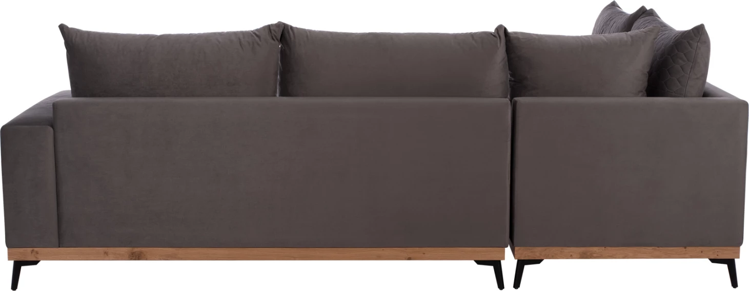 Kotna sedežna garnitura MESINA, siva, visoke noge, 2 kosa, levi kot, tkanina, odporna na madeže in vodo