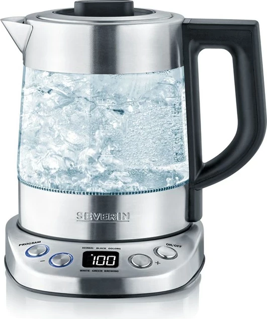 Električni grelnik vode 1 L, 2200 W, inox, prozorno steklo Severin WK 3473