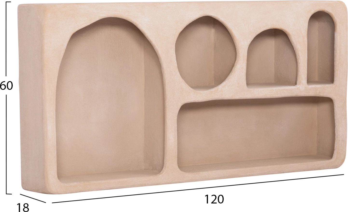 Stenska polica serije Santorini FH18063.02 MDF v rjavi barvi 120x18x60H cm