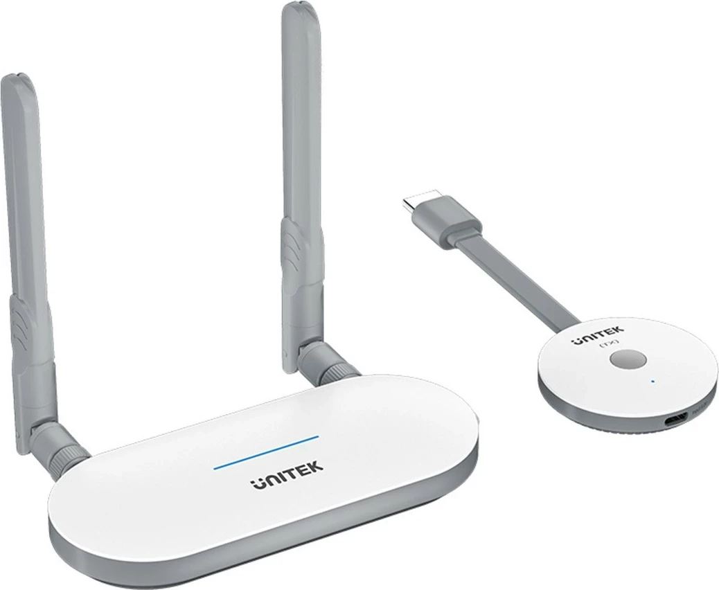 Brezžični HDMI oddajnik in sprejemnik Unitek, podaljšek do 50 m, bel