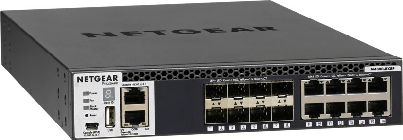 Upravljani switch NETGEAR M4300-8X8F, L3, 10G Ethernet, za montažo v rack