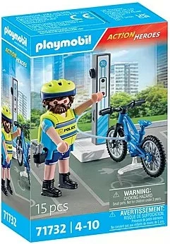 Igralni set policijske patrulje z električnim kolesom, Playmobil Action Heroes 71732, 15 kosov