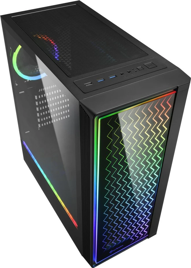 Ohišje RGB LIT 200 Sharkoon, Midi Tower, ATX, Micro ATX, Mini-ITX, črno