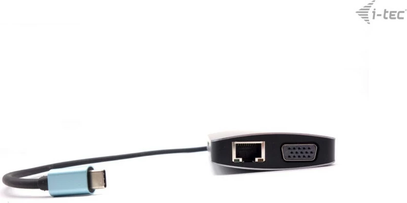 Prenosni kovinski dok I-Tec Metal USB-C Travel Nano Dock, HDMI/VGA, LAN, Power Delivery 100W, srebrn