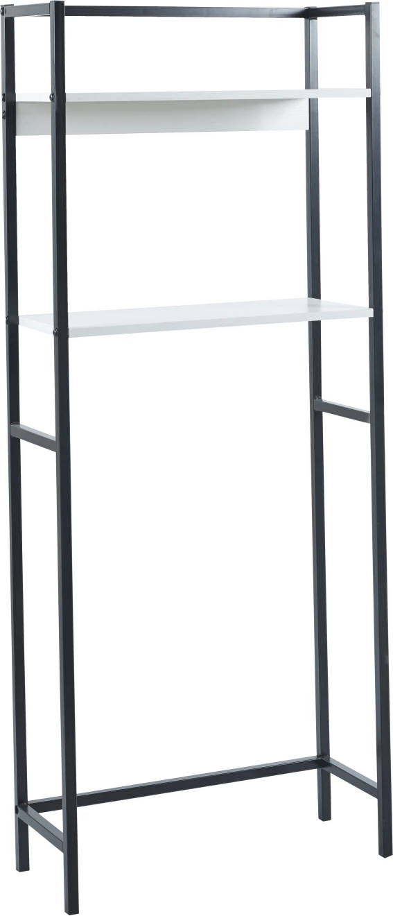 Kopalniški regal HYGI FH18072.02 kovinski okvir v črni barvi-MDF police v beli barvi 64x25x156Hcm