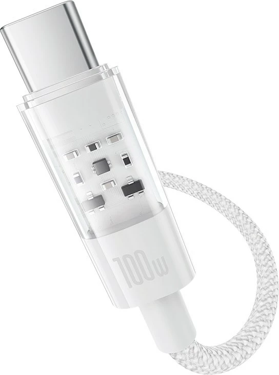Kabel za hitro polnjenje in prenos podatkov Baseus Gem USB A na USB C, 1 m, 100 W, bel