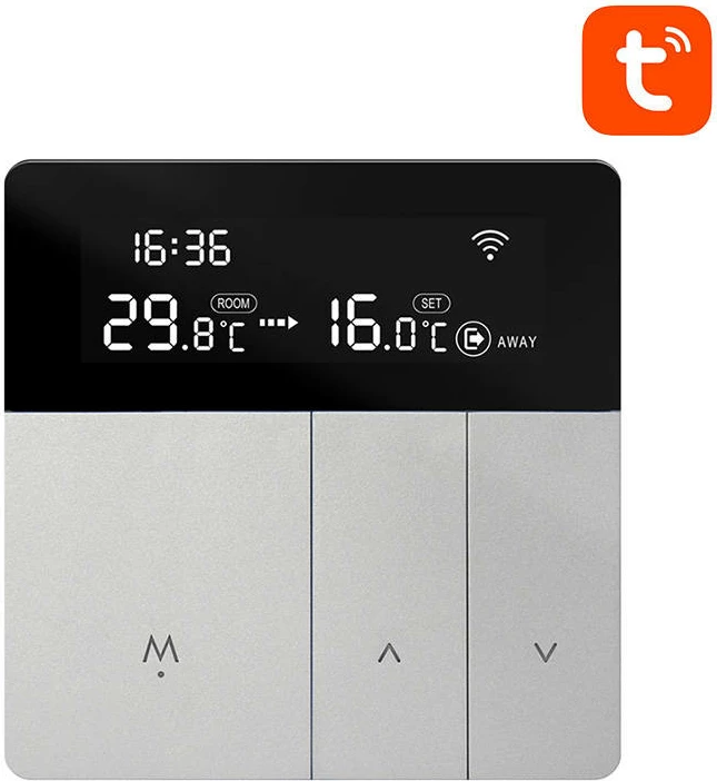 Termostat za bojler (DHW), Avatto WT50-BH-3A, 3A, Tuya Smart Life, LCD zaslon, siva