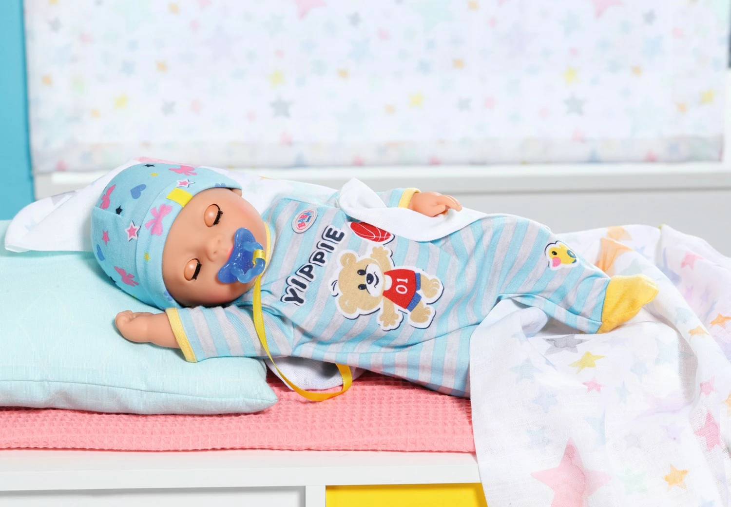 Punčka Baby Born fantek 36 cm z dodatki, Zapf, modra