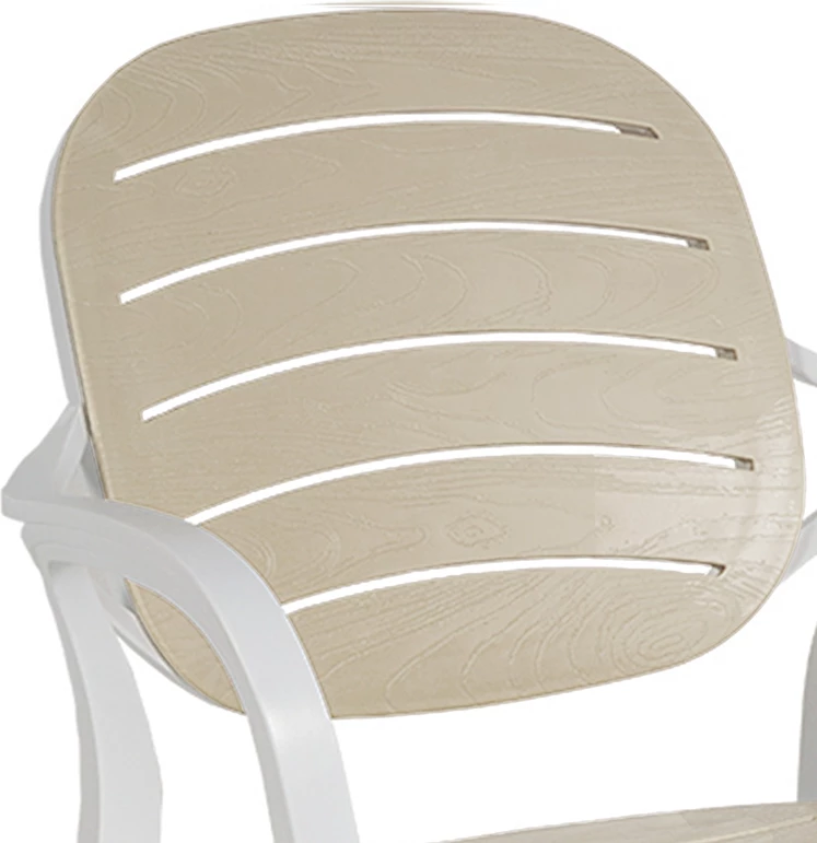 Stol z naslonjali Gentle Pakoworld, PP, bela-kapučino