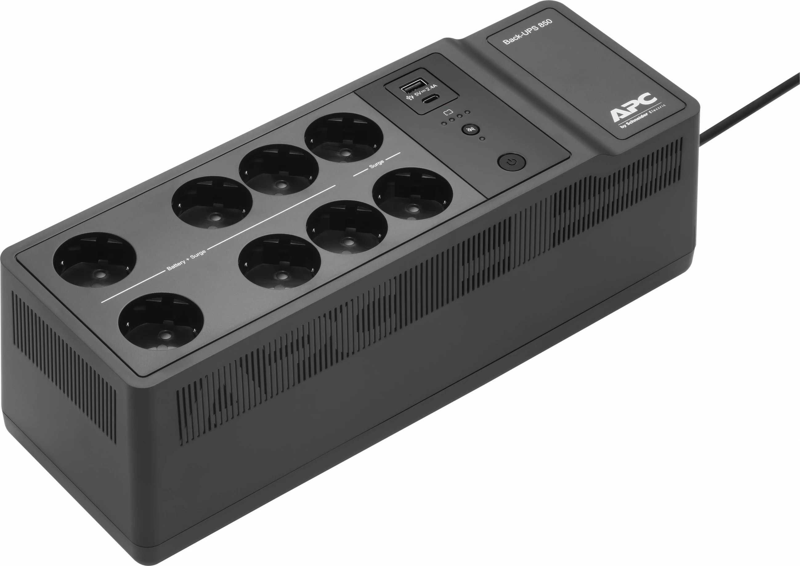 UPS za nujno napajanje APC Back-UPS BE850G2-GR, 850 VA, 2 USB, 8 vtičnic, črn