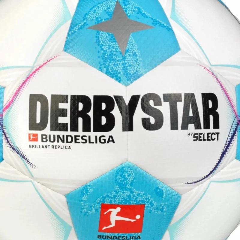 Nogometna žoga Derbystar Bundesliga Brillant Replica v24 Select, za ženske in moške, bela in modra
