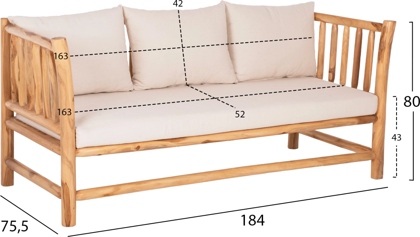 Komplet 4 kosov FH9340 masivni tik naravno-bela
