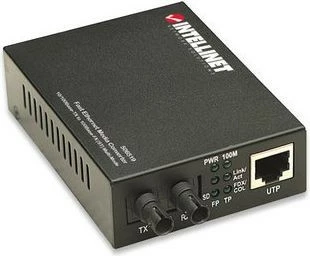 Pretvornik medijev Intellinet 506519, 10/100Base-TX RJ45/1000Base-FX (MM ST), 2 km, 1310 nm, črn