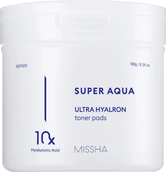 Tonične vlažilne blazinice za obraz, Missha Super Aqua Ultra Hyalron, 90 kosov, za ženske