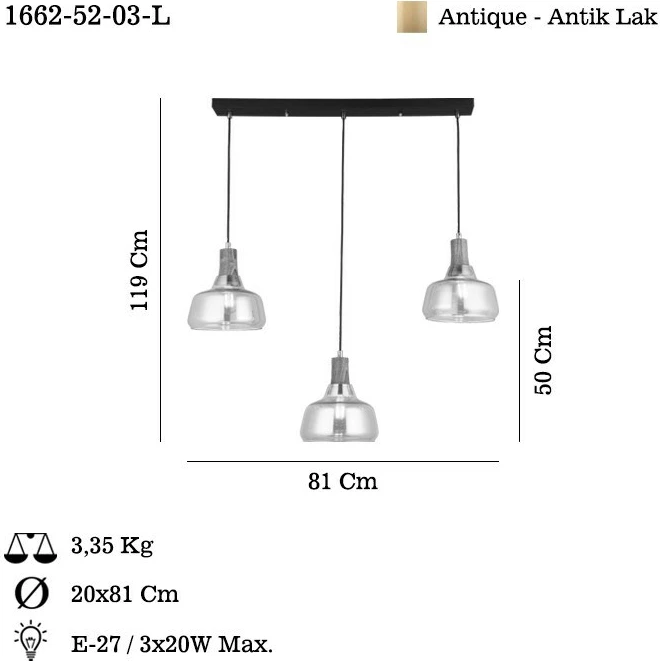 Stropna svetilka, antik lak Opviq Ace - 52-03-L