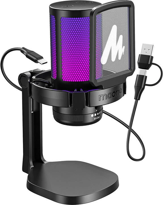 Gaming mikrofon Maono DGM20, kondenzatorski, kardioidni, z RGB osvetlitvijo, črn