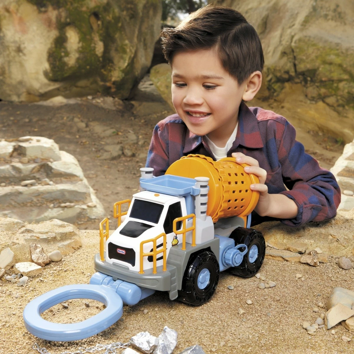 Set kamion rudarski Little Tikes Mining Truck Big Adventures, plastika, 27 cm, azurno/sivo/oranžno/belo