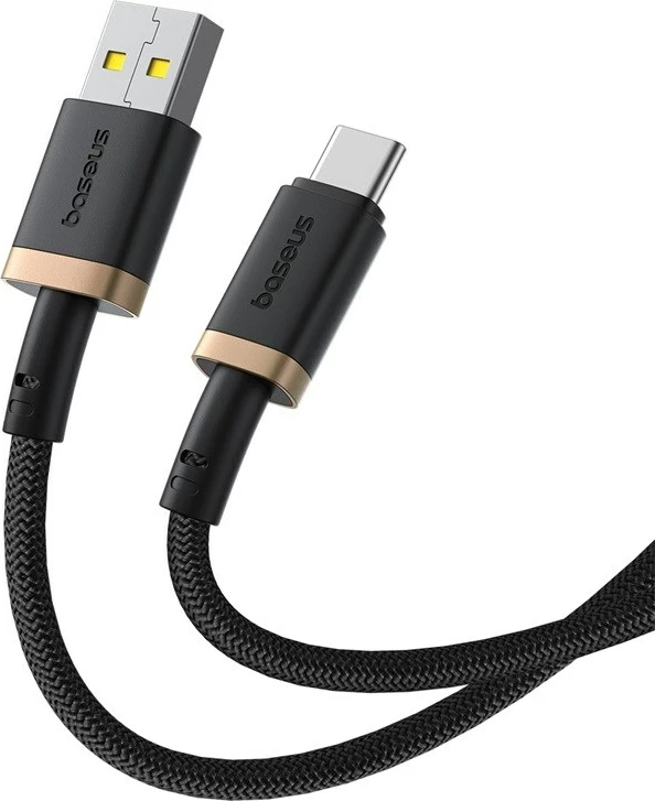 Kabel za hitro polnjenje USB Type A v Type C Baseus Dura, 60 W, 2 m, črn z zlatimi