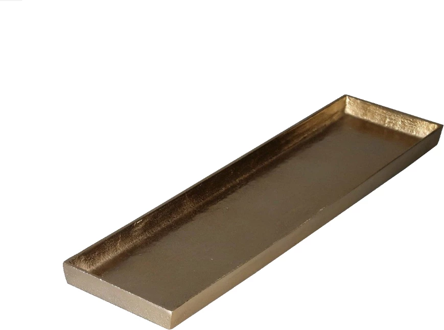 Dekorativni pladenj WARDA, aluminij, zlata barva, 60x16x3 cm