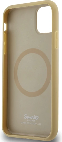 Ovitek s Hello Kitty vzorcem, usnjen videz, MagSafe za iPhone 11/XR, zlat