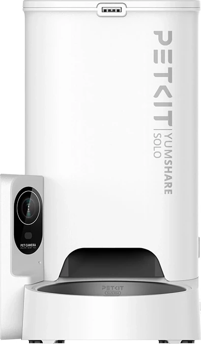 Pametni razdelilec hrane za hišne ljubljenčke PetKit Yumshare SOLO, 3 L, z vgrajeno kamero, bel