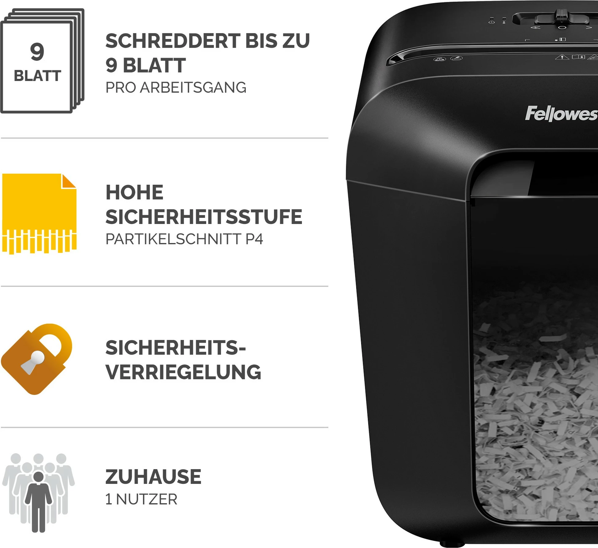 Rezalnik papirja Fellowes Powershred LX50, 17 L, 9 listov, particle-cut, črn