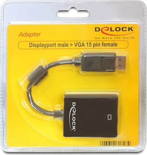 Adapter DisplayPort na VGA DeLOCK 61848, 0,125 m, črn