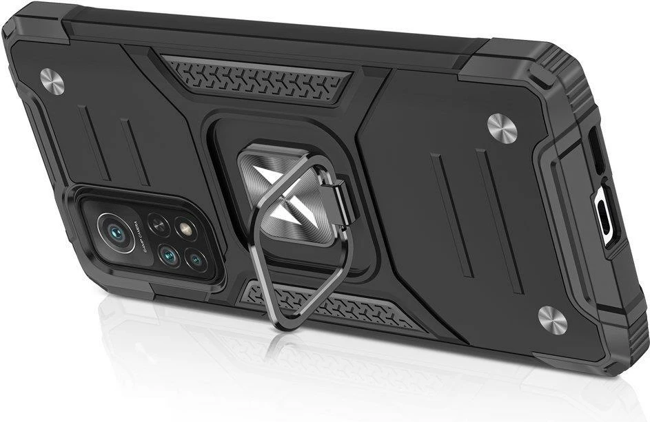 Zaščitni etui Ring Armor Tough Hybrid za Xiaomi Poco M4 Pro 5G / Redmi Note 11 5G / Redmi Note 11T 5G / Redmi Note 11S 5G, črn