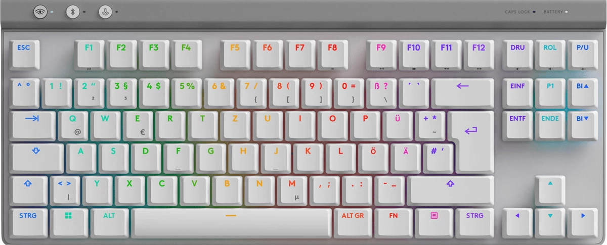 Gaming tipkovnica Logitech G515 Lightspeed TKL 920-012543, GL Tactile, GER postavitev, brezžična/BT, RGB, bela
