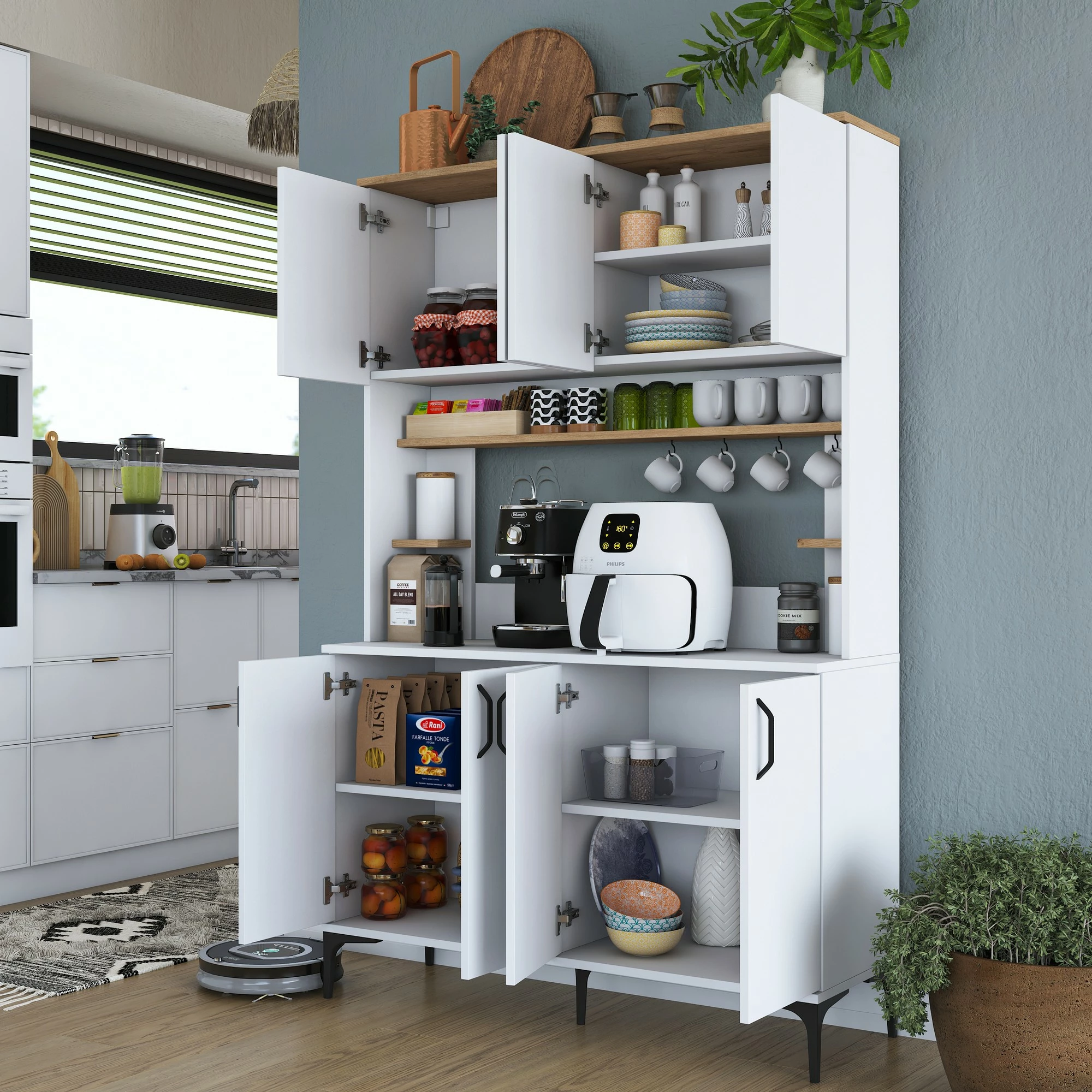 Multifunkcijski omarica Hanah Home JE176 - 3291, bela in oreškasta