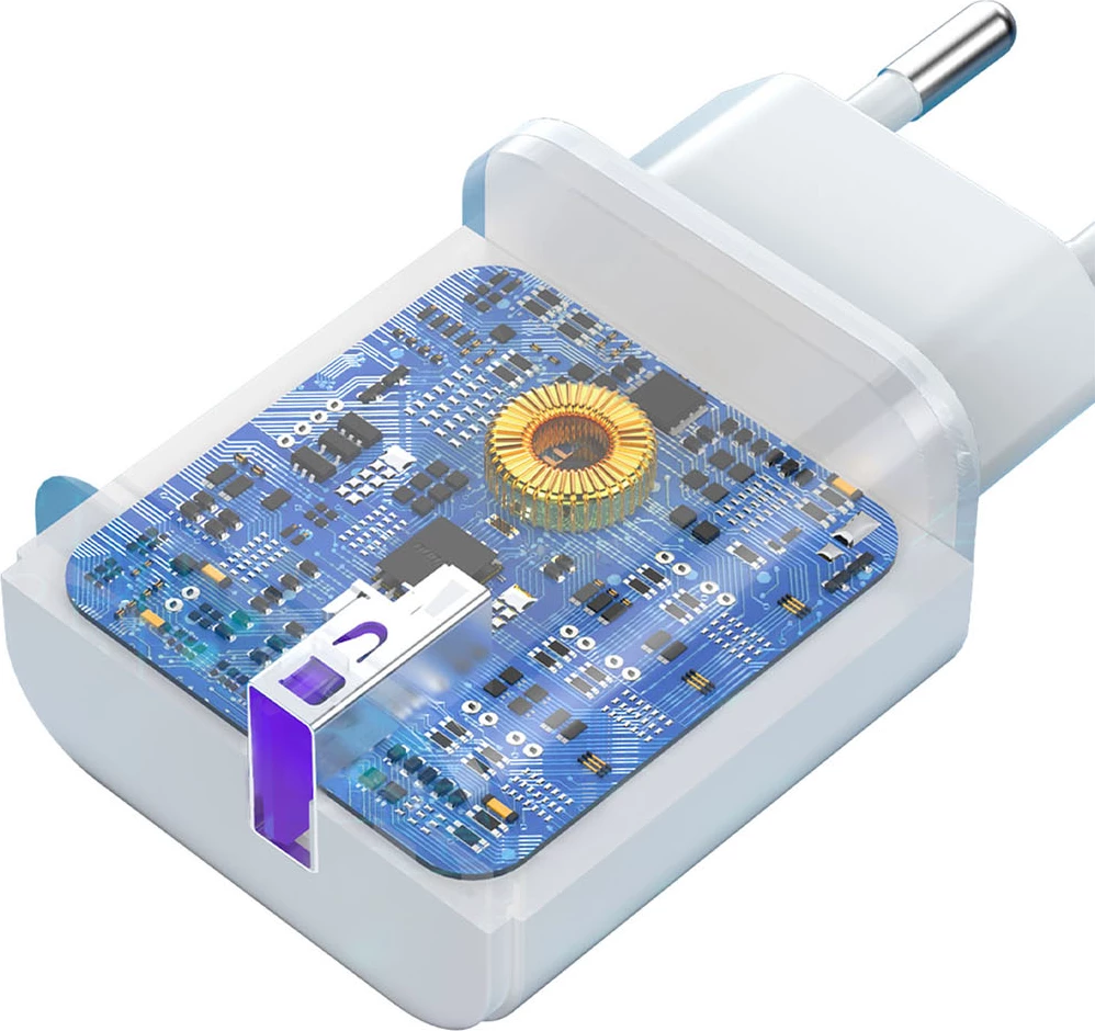 Omrežni polnilec z USB-A na micro USB kabel, 18 W, bel, Dudao A20EU