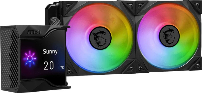 Vodeno hlajenje za procesor MSI MPG Coreliquid D240, 2x120mm, IPS zaslon, ARGB, črno