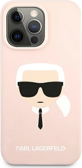 Ovitek za telefon iz silikona Karl's Head za iPhone 13 Pro Max, roza, Karl Lagerfeld