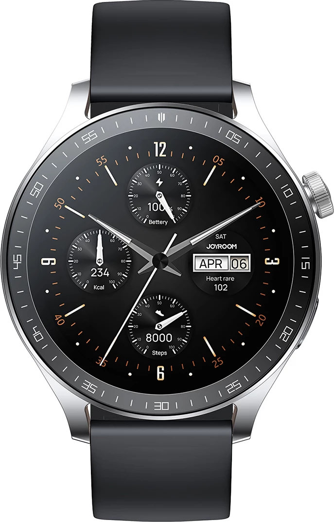Pametna ura Joyroom JR-FC2 Pro, 1,46", Bluetooth, 350 mAh, srebrna, z usnjenim in silikonskim paščkom