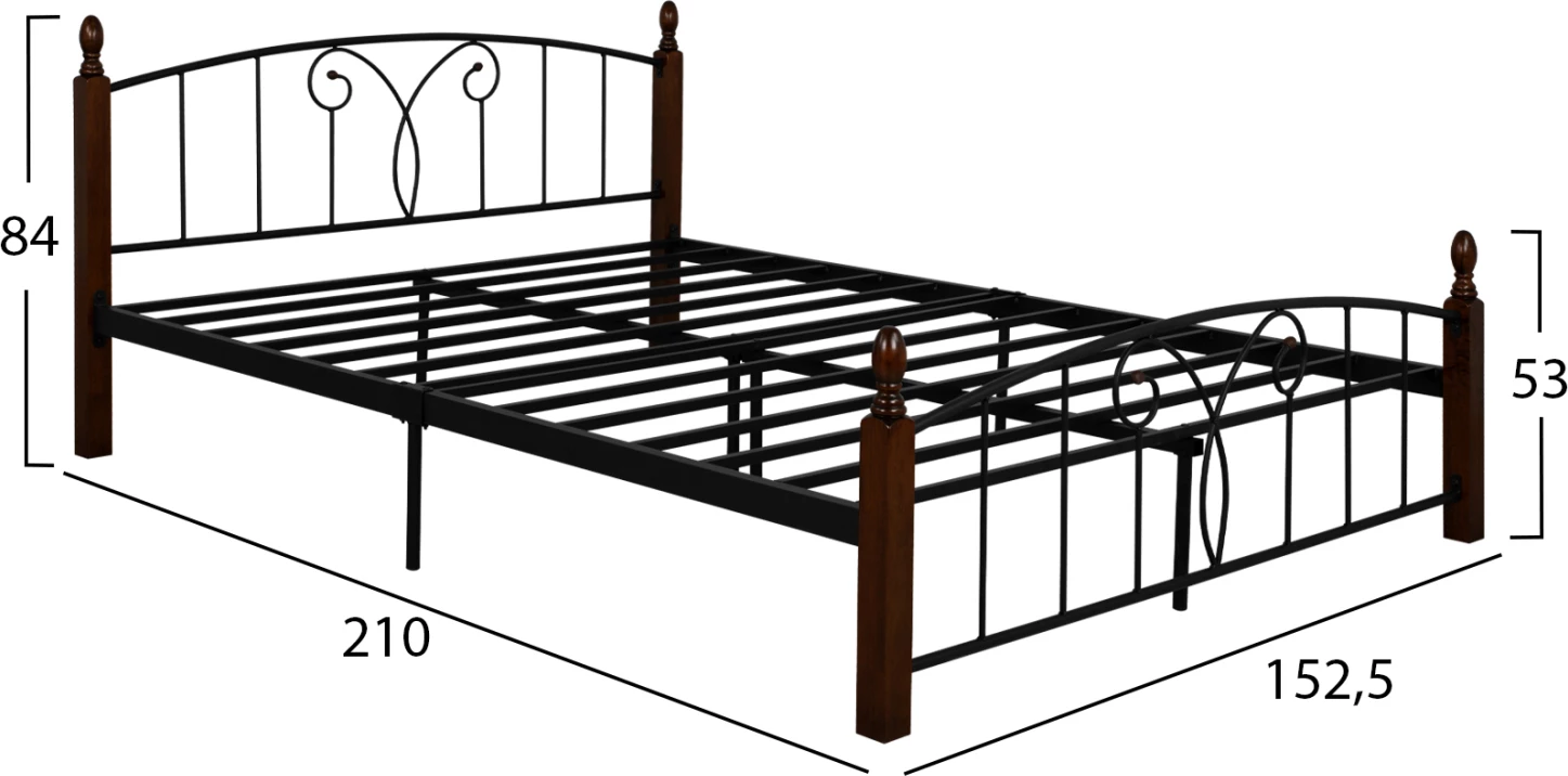 Francoska postelja Suzie FH585 za vzmetnico 150x200 cm, kovina-les