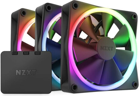 Set ventilatorjev 3 x 120 mm RGB z krmilnikom, NZXT F120, črn