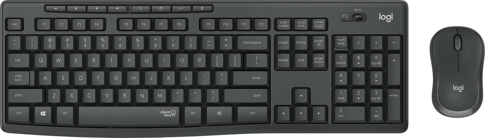 Tiho brezžično tipkovnico in miška Logitech MK295 Silent Wireless, AZERTY, grafit