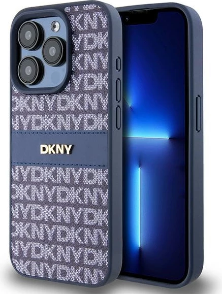 Ovitek DKNY Mono Stripe & Metal Logo za iPhone 15 Pro, modra