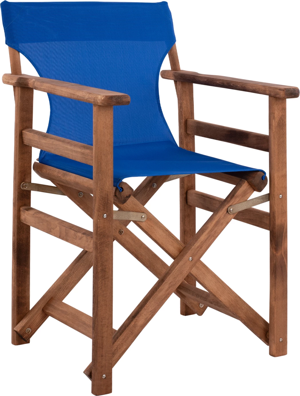Režiserski stol Limnos oreh z modrim tekstilom FH10368.01
