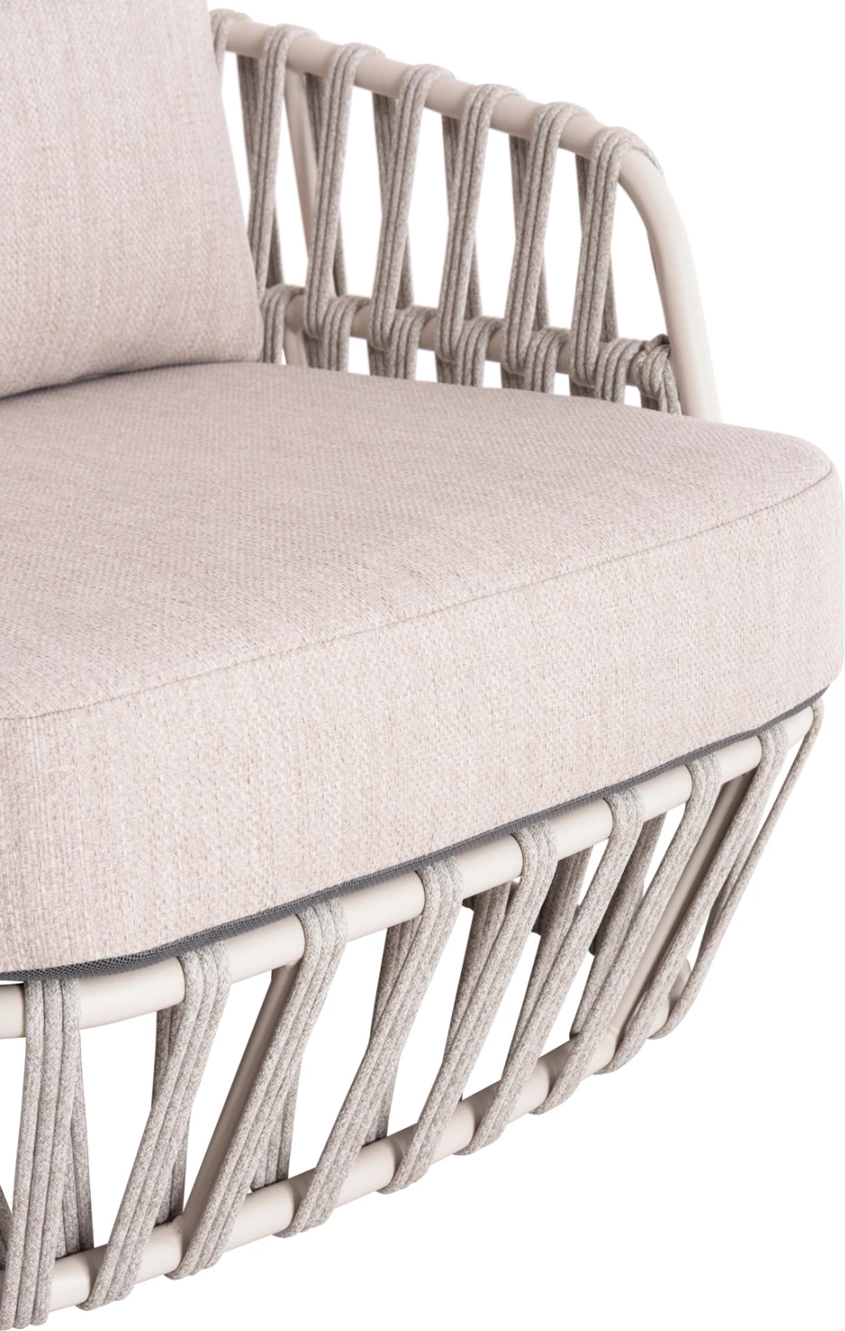 Zunanji vrtni garnitura 4-delna, kremno-bež, aluminij-čekan bež vrvica, OLEFIN blago & naravni TEAK les SABO FH6208.02