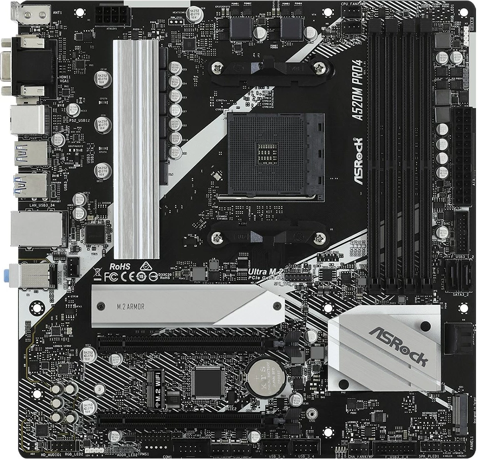 Mikro ATX plošča Asrock A520M, 64GB, Socket AM4