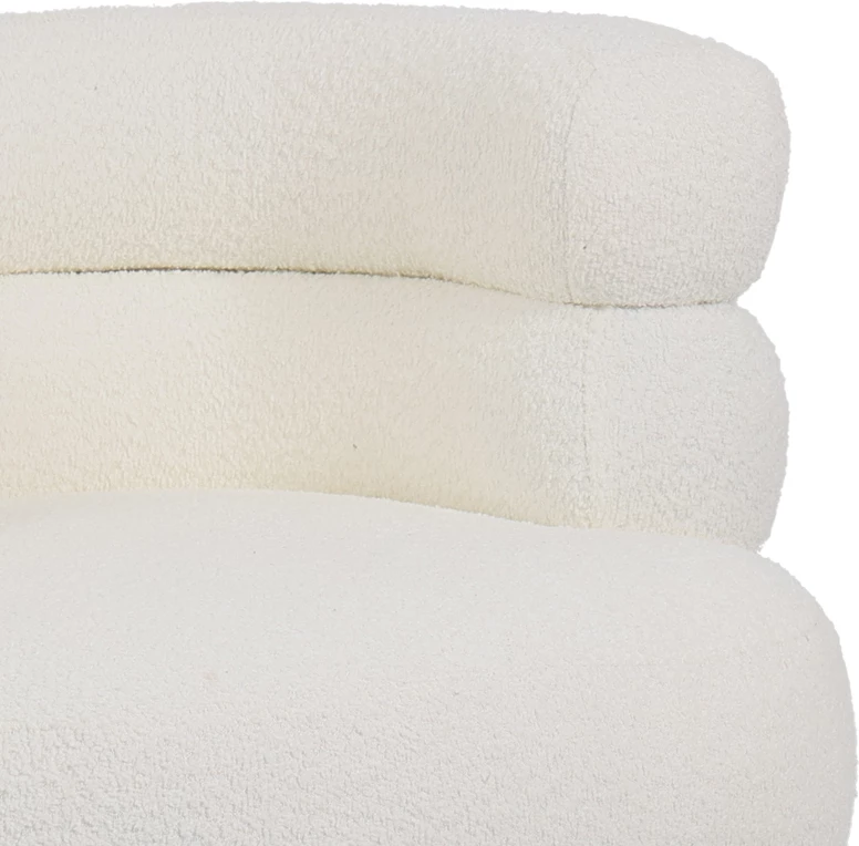 Fotel iz boucle, bela, s črnimi metalnimi nogami, 76x75x72 cm