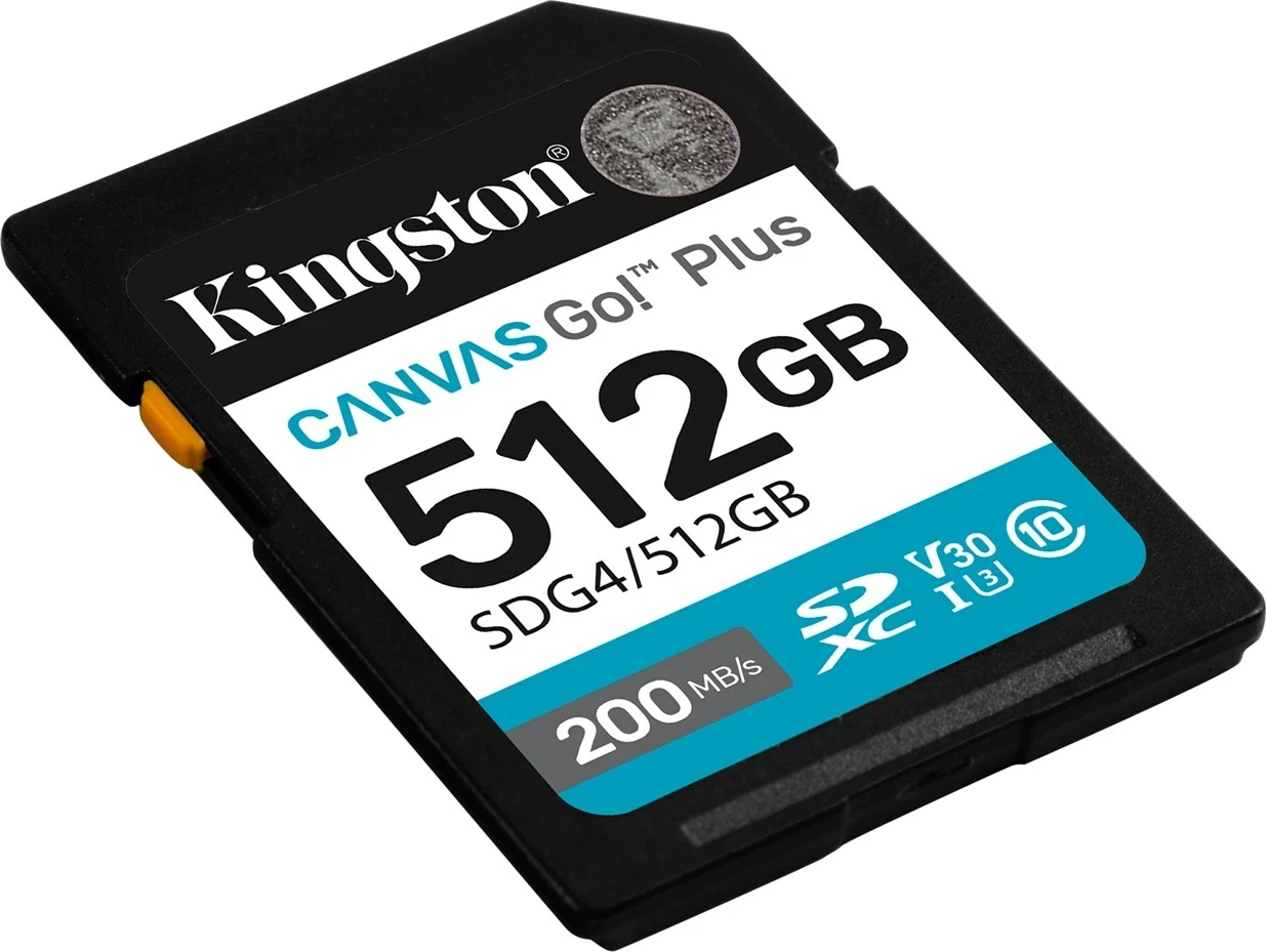 Kartica pomnilnika 512GB Canvas Go! Plus SDXC, Kingston, 200MB/s, črna